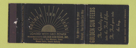 Matchbook Cover - Golden Sun Feeds Des Moines Esterville Sioux Falls IA