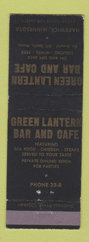 Matchbook Cover - Green Lantern Bar Cafe Hardwick MN
