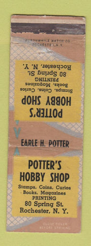 Matchbook Cover - Potter's Hobby Shop stamps coins Rochester NY WEAR