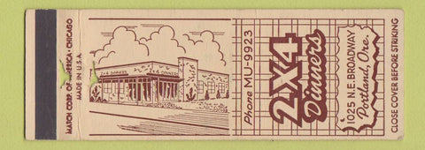 Matchbook Cover - 2x4 Dinners Restaurant Portland OR WEAR