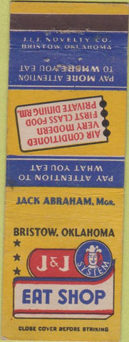 Matchbook Cover - J  and  J Eat Shop Bristow OK Diner