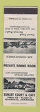 Matchbook Cover - Sunset Court motel Cafe Marshall AR