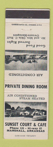 Matchbook Cover - Sunset Court motel Cafe Marshall AR