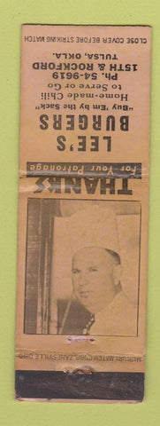 Matchbook Cover - Lee's Hamburgers Tulsa OK WORN