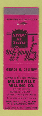 Matchbook Cover - Millerville Milling MN Brandon