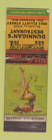 Matchbook Cover - Dunnigan's Restaurant Baltimore? MD pinup WORN