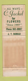 Matchbook Cover - C Jackel Flowers Camden NJ Full Length