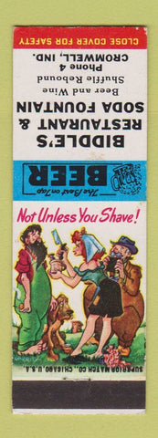 Matchbook Cover - Biddle's Restaurant Soda Fountain Cromwell IN hillbilly