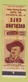 Matchbook Cover - Overland Cafe North Platte NE Buffalo Bill