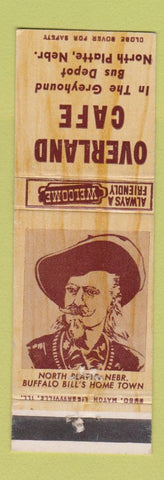 Matchbook Cover - Overland Cafe North Platte NE Buffalo Bill