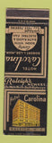 Matchbook Cover - Hotel Carolina Raleigh NC
