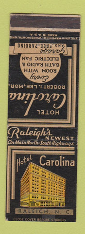 Matchbook Cover - Hotel Carolina Raleigh NC