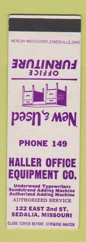 Matchbook Cover - Haller Office Equipment Sedalia MO SAMPLE