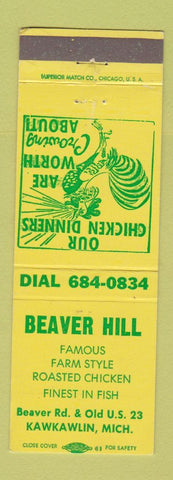 Matchbook Cover - Beaver Hill Restaurant Kawkawlin MI