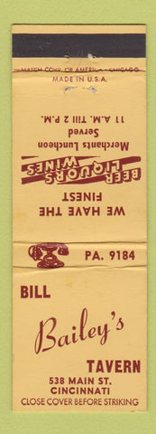 Matchbook Cover - Bill Bailey's Tavern Cincinnati OH