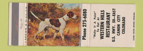Matchbook Cover - Western Hills Restaurant Canon City Colorado