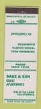 Matchbook Cover - Sage and Sun Guest Apartments Palm Village CA