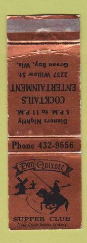 Matchbook Cover - Don Quixote Supper Club Green Bay WI WORN