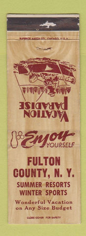 Matchbook Cover - Fulton County NY tourism  WORN