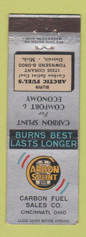 Matchbook Cover - Carbon Splint Fuel Sales Detroit MI Artic