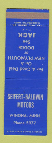 Matchbook Cover - Seifert Baldwin Motors Plymouth Dodge Winona MN