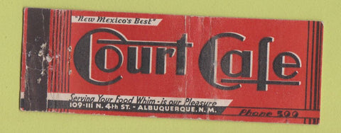 Matchbook Cover - Court Cafe Albuquerque NM WORN Full Length