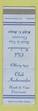 Matchbook Cover - Club Ambassador Cincinnati OH WEAR
