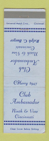 Matchbook Cover - Club Ambassador Cincinnati OH WEAR