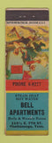 Matchbook Cover - Bell Apartments Chattanooga TN
