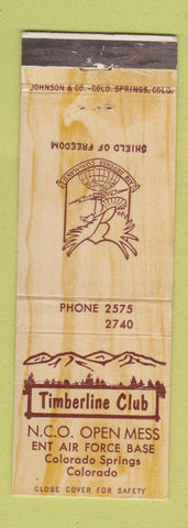 Matchbook Cover - Timberline Club NCO Open Mess Colorado Springs Air Force