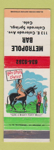Matchbook Cover - Metropole Bar Colorado Springs hillbilly
