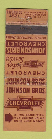 Matchbook Cover - Johnson Bros Chevrolet Dallas TX WORN