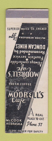 Matchbook Cover - Modrell's Cafe McCook NE WORN