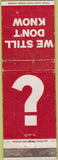 Matchbook Cover - Communistic Message POW MIA Vietnam