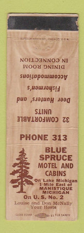 Matchbook Cover - Blue Spruce Motel Cabins Manistique MI WEAR