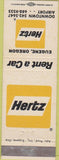 Matchbook Cover - Hertz Rental Cars Eugene OR