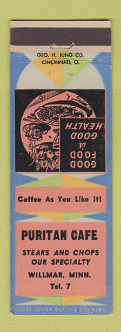 Matchbook Cover - Puritan Cafe Willmar MN
