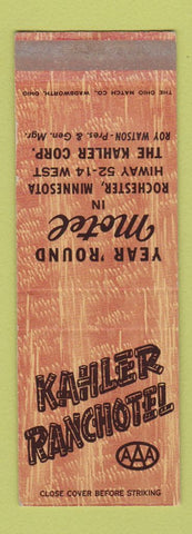 Matchbook Cover - Kahler Ranchotel Motel Rochester MN SAMPLE