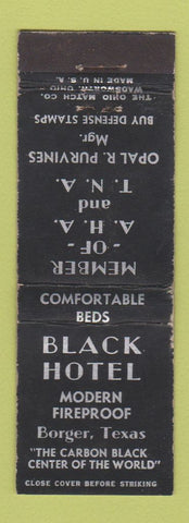 Matchbook Cover - Black Hotel Borger TX WORN