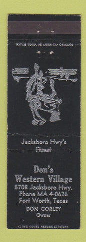 Matchbook Cover - Don's Western Village Fort Worth TX