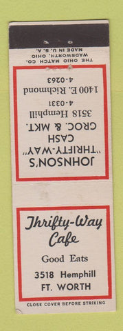 Matchbook Cover - Thrifty Way Cafe Fort Worth TX grocery