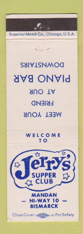 Matchbook Cover - Jerry's Supper Club Mandan Bismarck ND