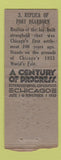 Matchbook Cover 1933 Chicago World's Fair Republic of Fort Dearborn WORN BOBTAIL