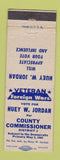 Matchbook Cover - Huey W Jordan County Commissioner Election 1960 WEAR