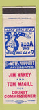 Matchbook Cover - Jim Haney Tom Magill County Commissioner Election