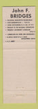 Matchbook Cover - John Bridges Congress Election Manchester NH New Hampshire