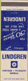 Matchbook Cover - Lindgren Chrysler Plymouth Imperial Reading PA