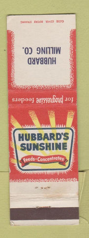 Matchbook Cover - Hubbard's Sunshine Feeds Milling