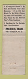 Matchbook Cover - Mecca Bar Hettinger ND low phone # WEAR