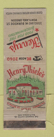 Matchbook Cover - Henry Thiele's Restaurant Portland OR WORN